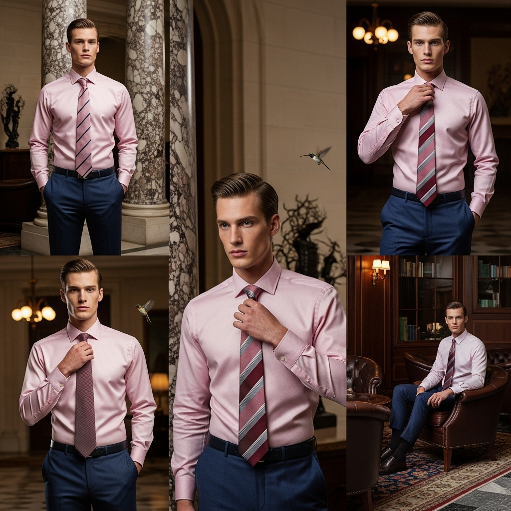 Camisa rosa pálido con pajarita